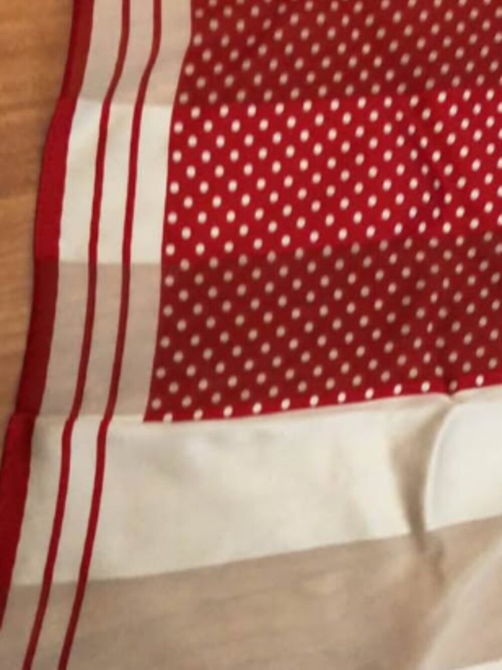 Adrienne Vittadini Silk Scarf Red Stripes and Dots - Picture 3 of 3
